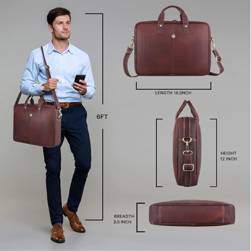 Image of WildHorn Leather Laptop Messenger Bag for Laptop /MacBook up to 15 inch| Padded Laptop Compartment |Office Bag I 365 Days Warranty