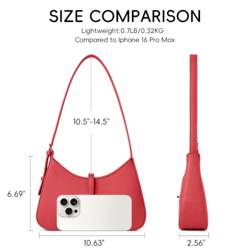 Image of CLUCI Red Shoulder Bag for Women, Small Vegan Leather Purse