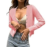 Damen Strickjacke Kurz - Leichter Cardigan Für Sommer Mit V-Ausschnitt