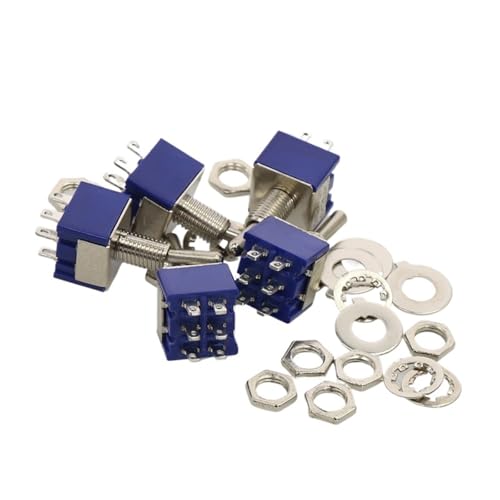 Interruptor de palanca DPDT ON-OFF-ON miniatura de 3 posiciones pack de 5 unidades 2