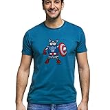 Kukuxumusu Camiseta Hombre Supersheep Sheepca Azul Clásico Algodón Manga Corta Camisetas Divertidas Originales Frikis (S)
