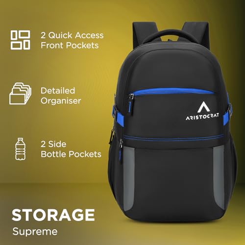 Image of Aristocrat Smash Formal Backpack 32 Liters With Laptop Compartment for Men & Women With Bottle Pocket Rain Cover Organiser Trolley Sleeve Padded Back & Shoulder Strap