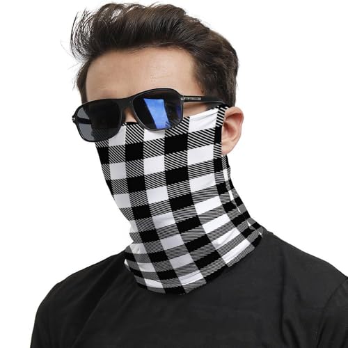 TZTTZT Polainas de cuello para hombres y mujeres, pasamontañas con estampado de rayas blancas y negras, pasamontañas, máscara de media cara, bufanda para el cuello
