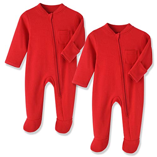 Image of Eleven's Kingdom Baby Kids Sleep and Play,Baby Cotton Pajamas with Mitten Cuffs, 2 Way Zipper Footed Sleeper 0-12 Month