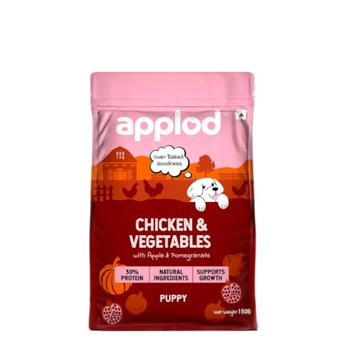 Image of Chicken & Vegetables with Apple & Pomegranate Puppy Dry Dog Food | 30% High-Protein Oven-Baked Nutrition for Growth & Development | Made with Real Ingredients | Vet-Reviewed Formula | 150g