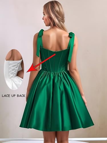 Monlity Satin Homecoming Dresses for Teens with Pockets Spaghetti Straps Pleated A Line Prom Dress Short Wedding Dress2
