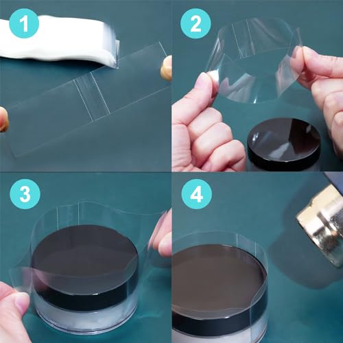 Image of ONLYKXY 80pcs Clear Heat Shrink Wrap Film 4.5x1inch Perforated Shrink Seal Bands Plastic Heat Shrink Bands Cap Seal for Jars Bottles Mouth Shrink Bag Container Shrinkable Test Tube