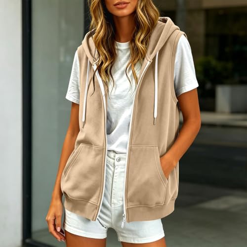 Chaleco de punto deportivo con capucha para mujer casual para otoño 3