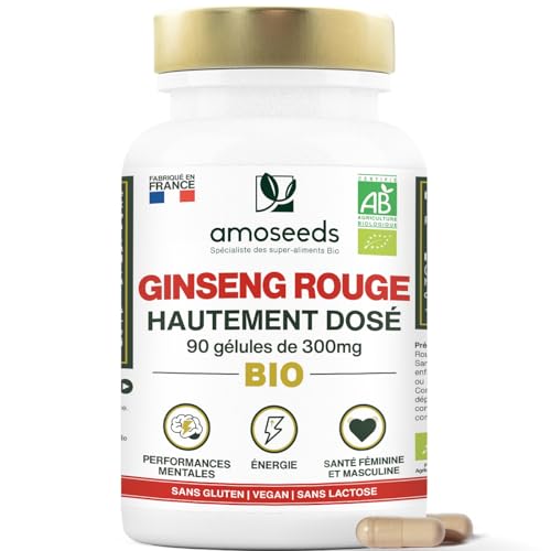 Panax Ginseng Rouge BIO de Corée | Extra Fort 900mg / jour | Éner...