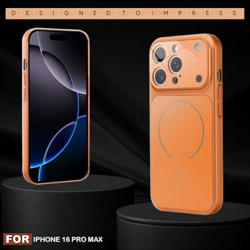 Image of SHINESTAR iPhone 16 Pro Max Case - Premium Shockproof Protective Cover, Wireless Charging Compatible, Slim & Durable Luxury Back Cover with Camera Protection (Orange)