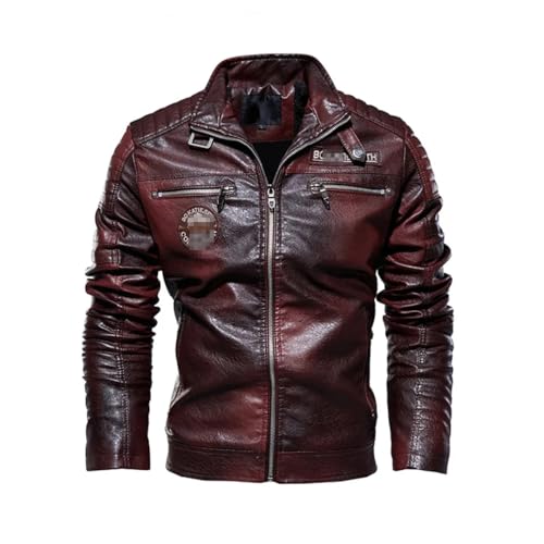 Men Winter Fleece Motorcycle Faux Leather Jacket Removable Fur Collar Windbreaker Hombre Slim Coat4