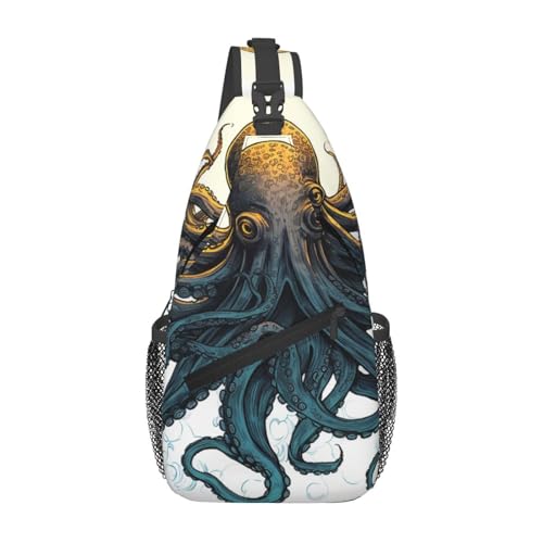 Sun Ocean Octopus Cross Chest Bag Diagonal para hombre y mujer miniatura 1
