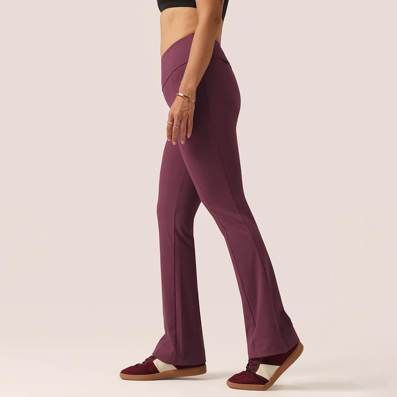 Image of BlissClub Women's Ultimate Kick Flare Pants - Lite, 4-Way Stretch, High Waist, Pintuck Detail, Flared Fit, Sweat-Wicking, All-Daywear