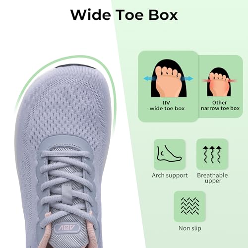 Image of IIV Womens Wide Toe Box Walking Shoes Arch Support Running Shoe Plantar Fasciitis Tennis Sneakers Orthotic for Pain Relief