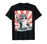 Funny DJ Cat with Headphones Retro Music Lover Art T-Shirt