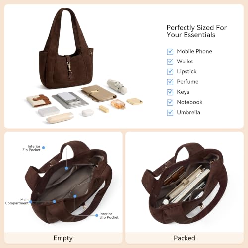 Image of BOSTANTEN Suede Shoulder Bag for Women Vintage Purse Dumpling Tote