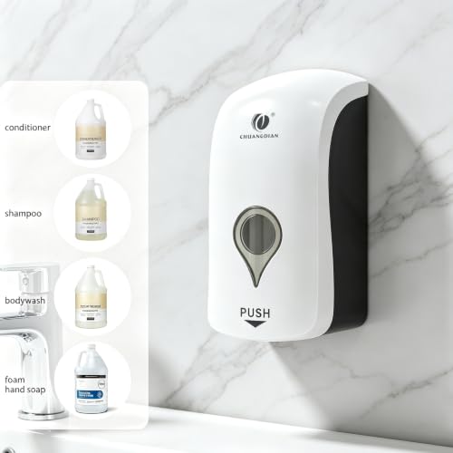 Image of Foaming Hand Soap Dispenser, 35oz Manual White | Refillable, Wall Mount, Durable ABS, for Commercial /Home /Bathroom /Kitchen