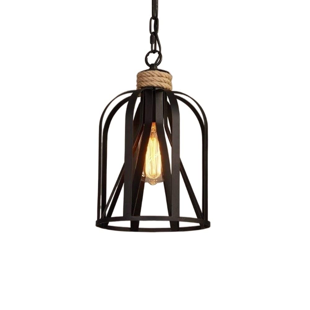 Suspension vintage oiseau et corde de style industriel, luminaire de plafond pour bar et café
