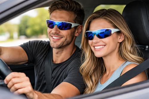 Image of ALNA-TURA Sport Sunglasses for Men & Women UV400 Protection | Cycling Running Driving Goggles | Wraparound Shield Design | Anti-Glare Mirrored Lens | Lightweight Outdoor Sports Eyewear