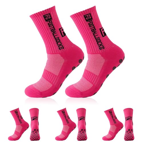 FESDMOH 3 Paires Chaussette Antidérapante Foot, Chaussettes Antidérapantes Homme, Chaussettes Homme Sport 37-45, pour Football, Basket-ball, Course,Basket, Rugby,...