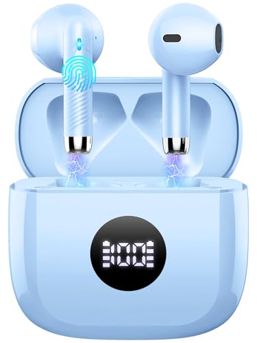 Image of Wireless Earbuds, Bluetooth Ear Buds LED Power Display Headphones Bass Stereo, Bluetooth Earbuds in-Ear Noise Cancelling Mic, 40H Playback Mini Case IP7 Waterproof Sports Earphones for Android iOS