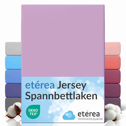 etérea Jersey Drap Housse 90x200-100x200 cm Lilas Epaisseur 15-25 cm - 100% Coton - Oekotex Drap-Housse Matelas Lit Housse de Couette - draps-de-lit 90x200cm...