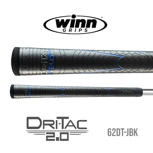 Winn Grips 62DT-JBK Dri-Tac 2.0 series Advance Polymer Technology, 9 Piece Golf Grip Bundle-Midsize (+1/16
