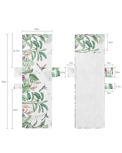Tropical Plants Beach Lounge Chair Towel Cover, Soft Chaise Lounge Towel with Side Pockets Patio Pool Chairs Cover for Beach/Pool Sunbathing 29x85 Summer Botanical Pastoral Palm Leaves Birds