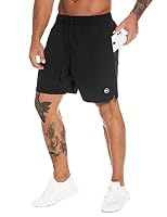 MOVEUP 2 in 1 Gym Running Shorts 7" Quick Dry Spandex Shell Fabric Compression Lining Sport Short Basketball Active Fitness Shorts Workout Training Shorts with Zipper Pocket for Men Black