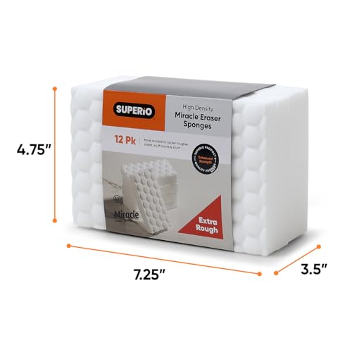 Image of Superio High-Density Miracle Eraser Sponges - 72 Count - Powerful, Long-Lasting Scrubbers for Stubborn Dirt