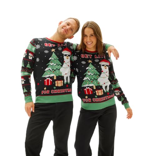 Couple Matching Christmas Knit Sweater Santa Long Sleeve Round Neck Pullovers Fall Winter Casual Jumpers Tops