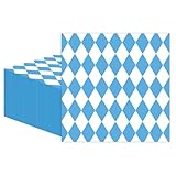 WUSJCOF 40 Servilletas de Papel 1-capa, 1/4 Doblado, para Hostelería o Fiestas, Especialidades Bávaras, #11121 (33 x 33 cm) (Azul Bávaro)