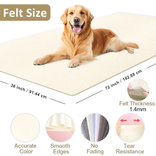 Image of XSEINO Ivory Large Felt Fabric 72 inch X 36 inch(2 Square Yards), 1.4 mm Thick Soft Felt Fabric Sheet for Crafts, White Series Colors Soft Nonwoven Fabric, Fit for Decoration, Sewing, DIY Crafts