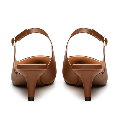 Women's Slingback Buckle Pumps, Pointed Closed Toe Low Kitten Heels, Comfort Fashion Slip On Solid Daily Dressy Wedding Shoes for Women4