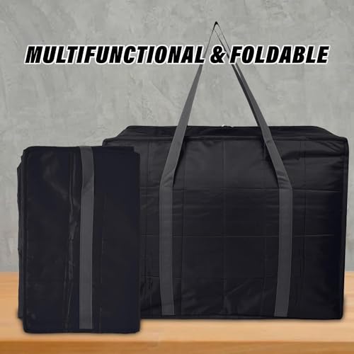 Image of Kuber Industries Jumbo Storage Bag with Handle & Zipper Closure | Parachute Underbed /Wardrobe Clothes Storage Organizer | Black