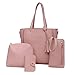 Taschen Vier Tasche Vier Tote Frauen Taschen Stücke Brieftasche Handtasche Tasche Crossbody Set Tasche (Pink, One Size)