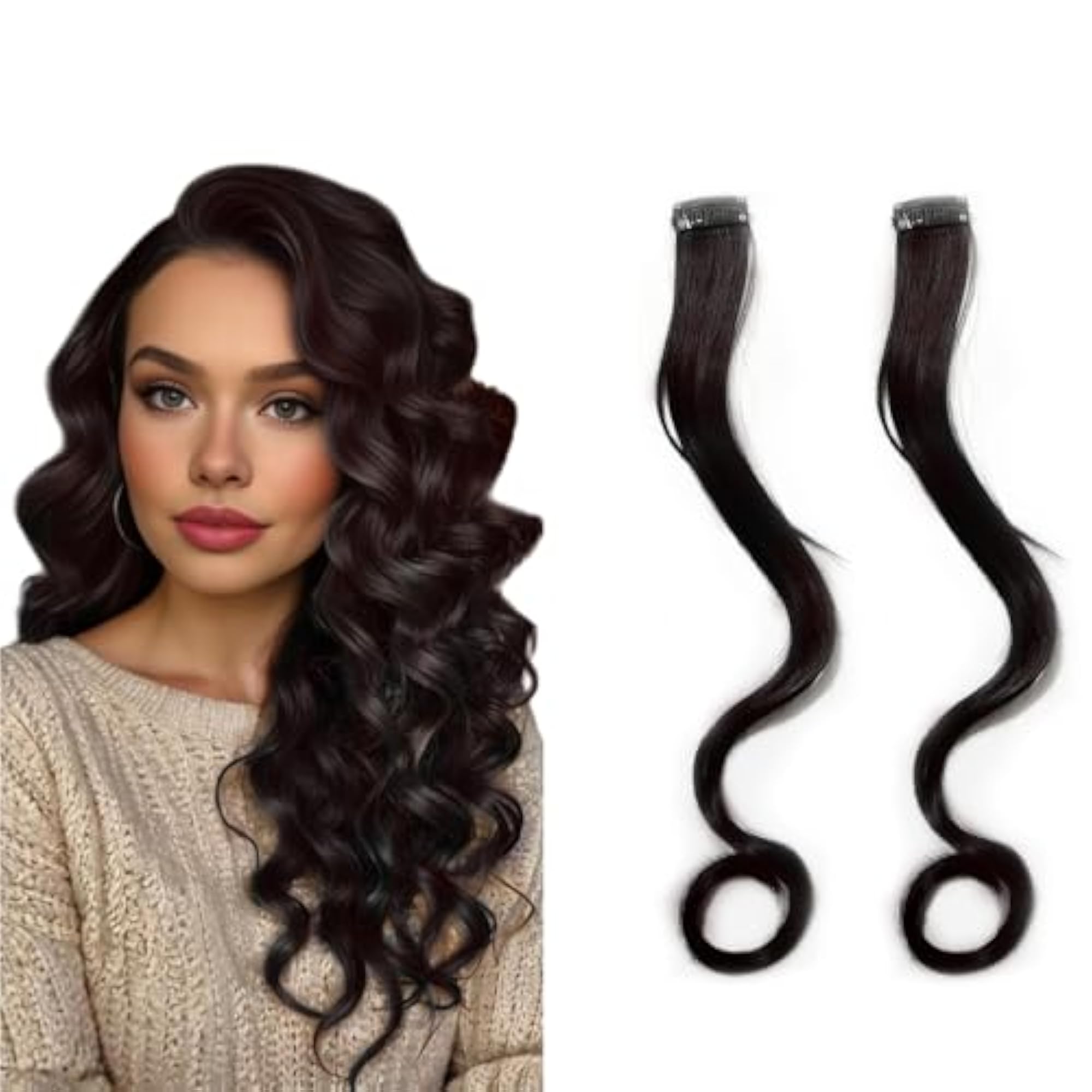 2Pcs Wavy Side Bang Synthetic Hair Extensions