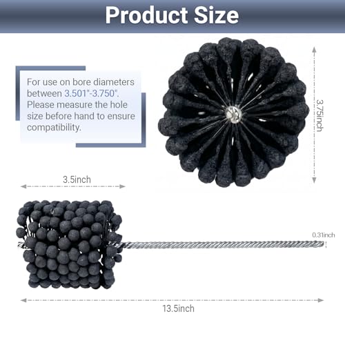 Image of Cylinder Hone, 240 Grit Silicon Carbide, 3 3 /4 inch (95mm) Diameter Ball Hone | for Hole Diameters 3 1 /2 inch - 3 3 /4 inch, Cylinder Engine Sanding Brush for Mild Steel, Stainless Steel, and Cast Iron