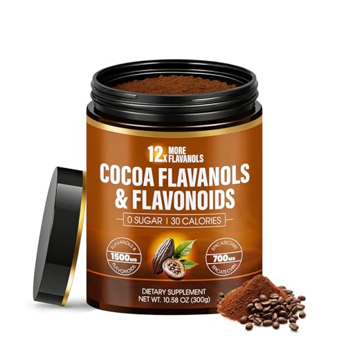 High Flavanol Cocoa Powder, Cocoa Flavanols 1500mg and 700mg Epicatechin with Theobromine, Circulation & Antioxidant Support – Unsweetened, Smooth & Rich Taste (1)