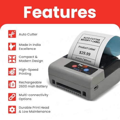 Image of 80mm (3 Inches) Bluetooth 2 in 1 Label + Receipt Direct Thermal Printer with Auto Cutter