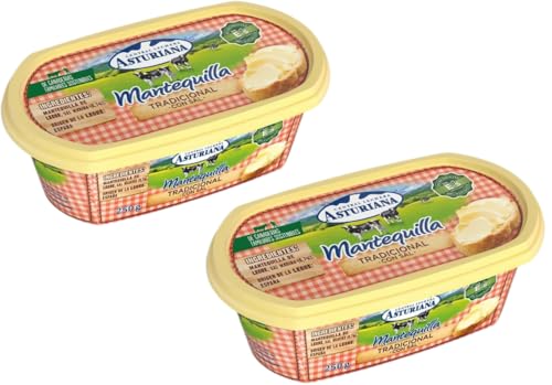 PACK 2 - Central Lechera Asturiana Mantequilla Tradicional con Sal 250g | Barqueta | Sabor Lácteo Intenso y Textura Cremosa | Ideal para Untar y Cocinar