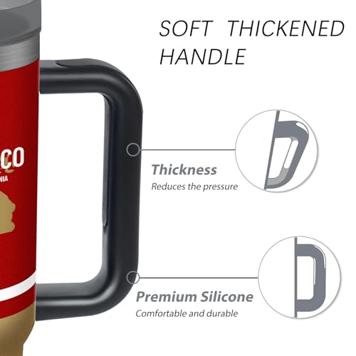 Image of Tumbler 30oz Straight Skinny Portable Handle Car Cups With Anti slip Sleeve Straw Dust Cover, Sports Travel, Stainless Steel Insulated Gifts for Men Women Fans