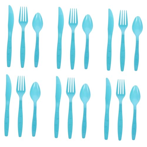 Didiseaon 1set Disposable Plastic Cutlery for Birthday and Celebration Parties Forks Spoons Mermaid Design for Easy Cleanup and Festive Tableware