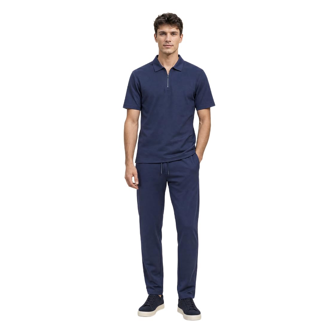 nobero Men Relaxed Fit Voyage Zip Polo and Joggers Co-ord Set(1M-LWCS-R0471-BI5_Blue Indigo_XL)-picture-28