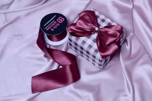 Image of Bells&Whistles Wine Satin Ribbon | Length : 10 Yards, Width : 2 inch |