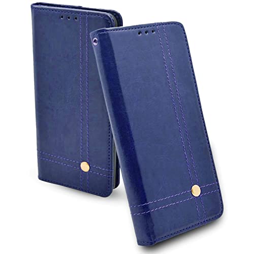 Image of Pikkme Motorola G84 5G Flip Cover | Strong Magnetic Closure | Genuine PU Leather Finish | Wallet Style with Inbuilt Pocket & Stand | Premium Look Magnetic Flip Case (Blue)