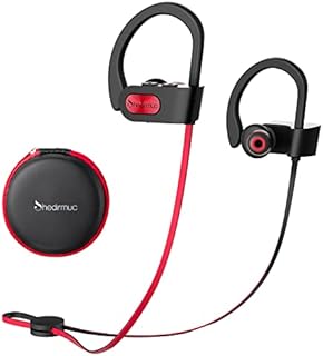 Shedirmuc Bluetooth Headphones Bass+, Sport Headphones w/16 Hours Battery, CVC 6.0 Wireless Headphones, IPX7 Waterproof for Running/Workout, In-ear Earphones with Noise Cancelling Mic