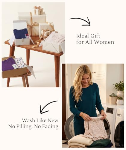 Image of GYS Bamboo Viscose Sleep Sets for Women Long Sleeve Crew Neck Pajama Sets with Pockets