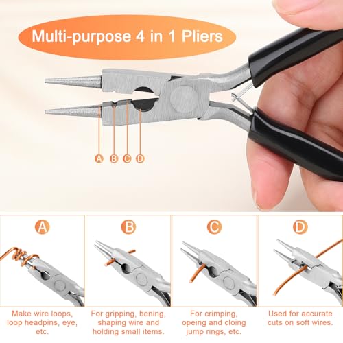 Image of Premium 12 Gauge Copper Wire - 32.8ft Bendable Metal Craft Wire with 4-in-1 Pliers for Jewelry Making, Floral Design, Doll Making, and DIY Crafts Easy Wire Cutting, Shaping, and Wrapping