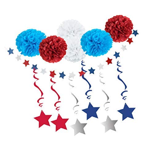 Boddenly 6Pcs Tissue Paper Pom Poms Star Kit, Paper Pom Poms Color Tissue Flowers Tissue Paper Pom Poms for Party Birthday Wedding Celebration Halloween Christmas Outdoor Indoor Decoration
